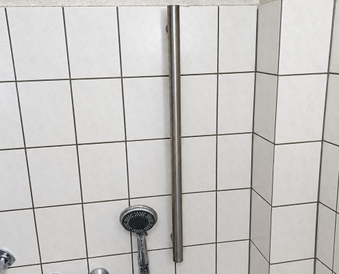 professionelle Badezimmerinstallation mit Edelstahl-Haltegriff